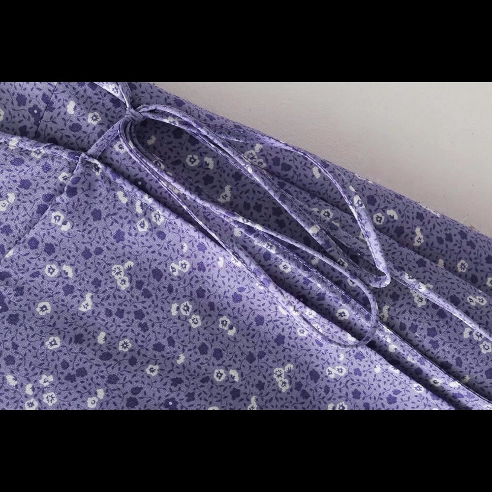 ****SOLD***BOUTIQUE - Blue Floral Wrap Dress S - Picture 6 of 8